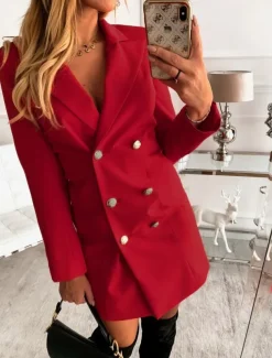 Women's Blazer Work Button Solid Color Breathable OL Style Regular Fit Outerwear Long Sleeve Fall Yellow S