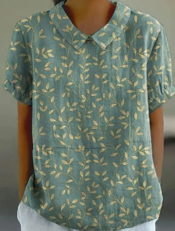 Women's Blouse Floral Elegant Daily Stylish Short Sleeve Shirt Collar Regular Tops Work Daily Holiday White Pink Blue Green Summer