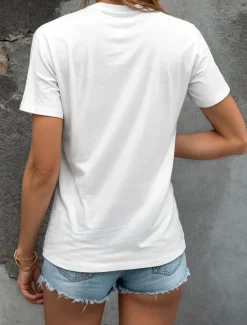 Women's Blouse Graphic Rooster Letter Vintage Stylish Classic Short Sleeve V Neck Regular Tops Daily Going out Beach Wear Print Black White Summer Spring