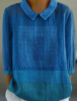 Women's Blouse Long Sleeve Peter Pan Collar Casual Floral Graphic Stylish Collar Regular Tops Daily Buttons Print Black White Blue Orange Brown Summer Spring