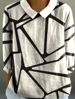 Women's Blouse Long Sleeve Peter Pan Collar Casual Floral Graphic Stylish Collar Regular Tops Daily Buttons Print Black White Blue Orange Brown Summer Spring