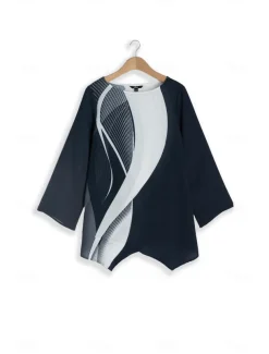 Women's Blouse Long Sleeve Asymmetrical Hem Chiffon Basic Butterfly Print Regular Tops Round Neck Casual White Gray Spring Fall