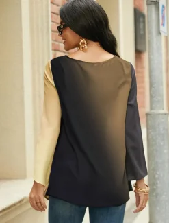 Women's Blouse Long Sleeve Asymmetrical Hem Chiffon Floral Print Long Tops Round Neck Casual Holiday Yellow Blue Green Spring & Fall