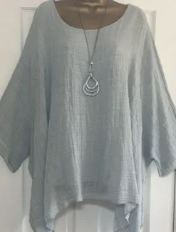 Women's Blouse Plain Basic Casual Linen Like 3/4 Length Sleeve Boat Neck Regular Tops Daily White Pink Red Gray Summer