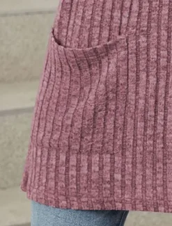 Women's Blouse Pocket Work Stylish Modern Long Sleeve Black Spring Fall