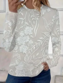 Women's Blouse Rose Floral Elegant Regular Tops Daily Print Pearl Spring Fall Prefall