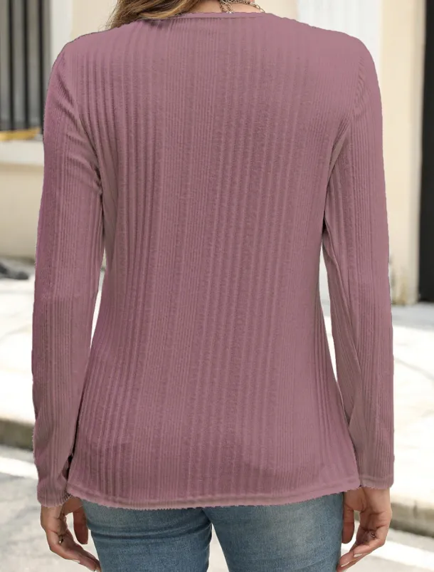 Women's Blouse Solid Color Stylish Casual Long Sleeve Crew Neck Regular Tops Daily Buttons Black White Blue Purple Orange Summer Spring Fall