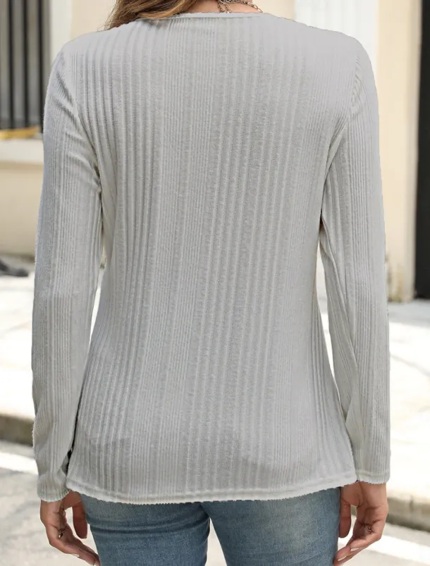 Women's Blouse Solid Color Stylish Casual Long Sleeve Crew Neck Regular Tops Daily Buttons Black White Blue Purple Orange Summer Spring Fall