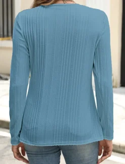 Women's Blouse Solid Color Stylish Casual Long Sleeve Crew Neck Regular Tops Daily Buttons Black White Blue Purple Orange Summer Spring Fall