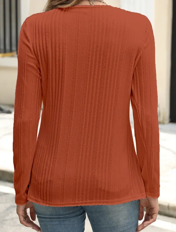 Women's Blouse Solid Color Stylish Casual Long Sleeve Crew Neck Regular Tops Daily Buttons Black White Blue Purple Orange Summer Spring Fall