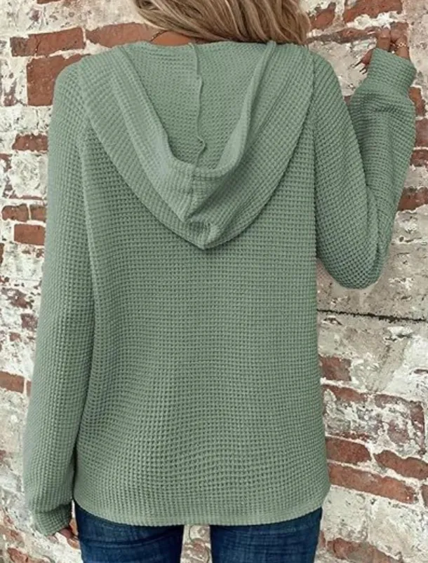 Women's Blouse Solid Color Stylish Casual Long Sleeve Hooded Regular Tops Daily Buttons Black Army Green Navy Blue Blue Brown Spring Fall Winter