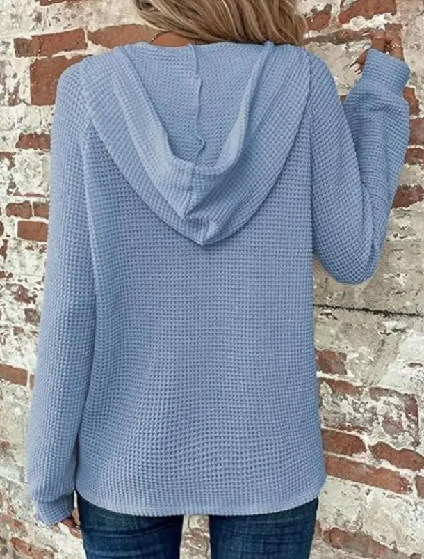 Women's Blouse Solid Color Stylish Casual Long Sleeve Hooded Regular Tops Daily Buttons Black Army Green Navy Blue Blue Brown Spring Fall Winter