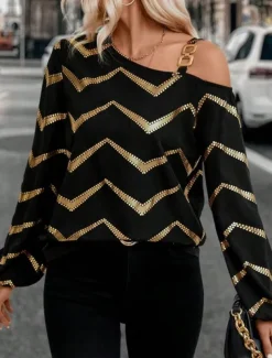 Women's Blouse Stylish Modern Lantern Sleeve Long Sleeve Work Daily Black Spring Fall