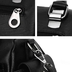 Women's Blue Faux Leather Handbag – Stylish Large Capacity Shoulder Bag with Pockets for Work & Travel