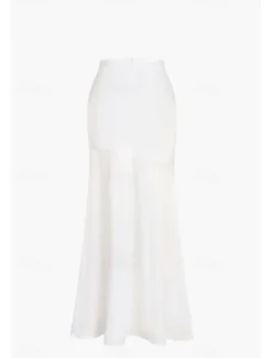 Women's Bodycon Trumpet / Mermaid Fashion Maxi High Waist Skirts Plain Split Ends Micro-elastic Party Birthday Party White Summer Polyester