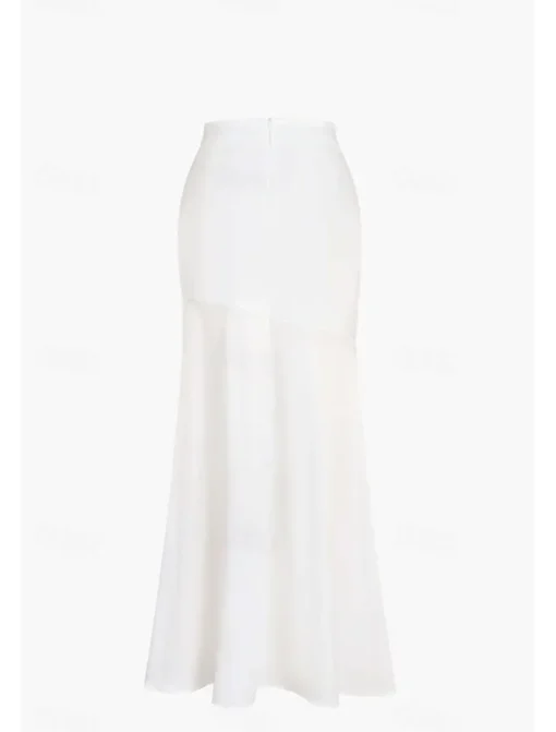 Women's Bodycon Trumpet / Mermaid Fashion Maxi High Waist Skirts Plain Split Ends Micro-elastic Party Birthday Party White Summer Polyester