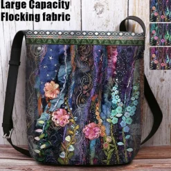 Women's Bohemian Floral Embroidered Crossbody Bag, Artistic Handmade Shoulder Bag with Colorful Flower Design, Perfect for Casual and Festival Wear