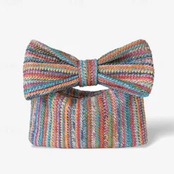 Women's Boho Chic Straw Clutch with Large Bow Detail - Perfect Summer Accessory
