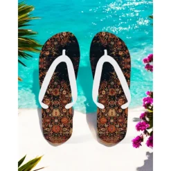 Women's Boho Ethnic Flip-Flops - Vintage Tribal Pattern Beach Sandals, Comfortable Summer Slippers for Travel & Festivals