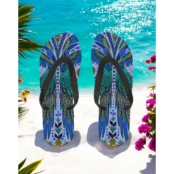 Women's Boho Ethnic Flip-Flops - Vintage Tribal Pattern Beach Sandals, Comfortable Summer Slippers for Travel & Festivals