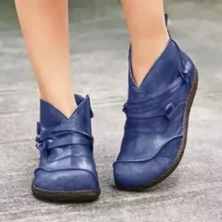 Women's Boots Comfort Shoes Zipper Low Heel Round Toe Vintage Minimalism PU Zipper Black Burgundy Blue