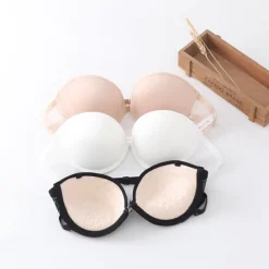 Women's Bras & Bralettes Tube Bra Strapless Demi Cup Solid Color V Neck Stretchy Breathable Invisible Casual Daily Nylon White / 1 PC Home Outfits