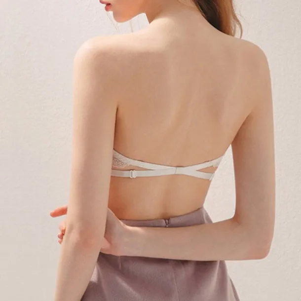 Women's Bras & Bralettes Tube Bra Strapless Demi Cup Solid Color V Neck Stretchy Breathable Invisible Casual Daily Nylon White / 1 PC Home Outfits