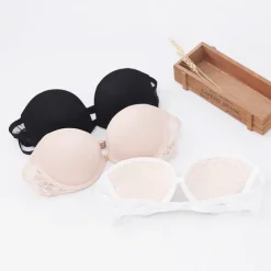 Women's Bras & Bralettes Tube Bra Strapless Demi Cup Solid Color V Neck Stretchy Breathable Invisible Casual Daily Nylon White / 1 PC Home Outfits