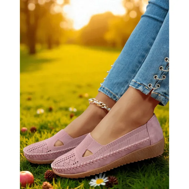 Women's Breathable Flyknit Cut-Out Loafers – Lightweight Casual Slip-On Shoes for Gardening and Outdoor Activities