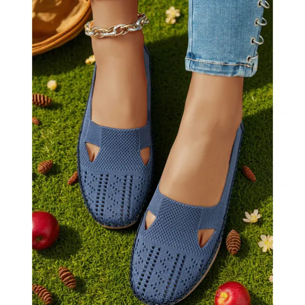 Women's Breathable Flyknit Cut-Out Loafers – Lightweight Casual Slip-On Shoes for Gardening and Outdoor Activities