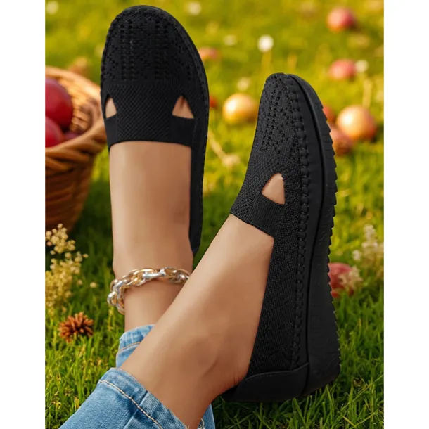 Women's Breathable Flyknit Cut-Out Loafers – Lightweight Casual Slip-On Shoes for Gardening and Outdoor Activities
