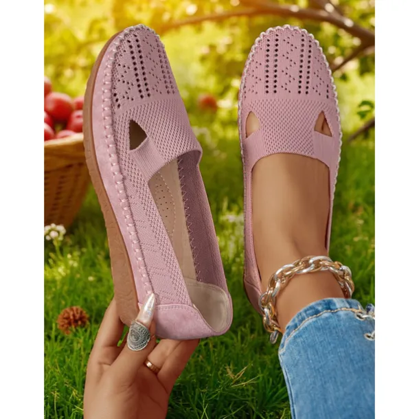 Women's Breathable Flyknit Cut-Out Loafers – Lightweight Casual Slip-On Shoes for Gardening and Outdoor Activities