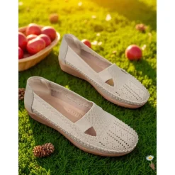 Women's Breathable Flyknit Cut-Out Loafers – Lightweight Casual Slip-On Shoes for Gardening and Outdoor Activities
