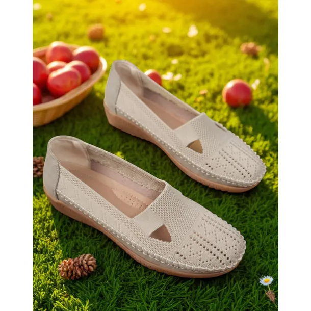 Women's Breathable Flyknit Cut-Out Loafers – Lightweight Casual Slip-On Shoes for Gardening and Outdoor Activities