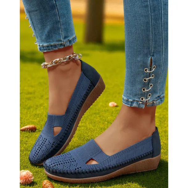 Women's Breathable Flyknit Cut-Out Loafers – Lightweight Casual Slip-On Shoes for Gardening and Outdoor Activities