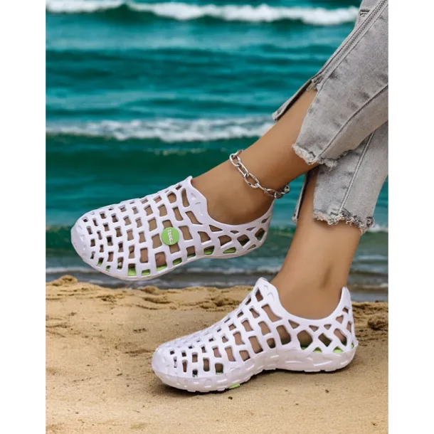 Women's Breathable Hollow Out Beach Shoes - Lightweight Slip-On Water Shoes for Beach & Outdoor Activities