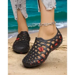 Women's Breathable Hollow Out Beach Shoes - Lightweight Slip-On Water Shoes for Beach & Outdoor Activities