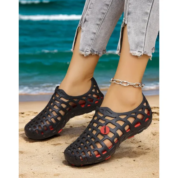 Women's Breathable Hollow Out Beach Shoes - Lightweight Slip-On Water Shoes for Beach & Outdoor Activities