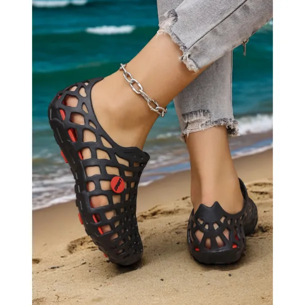 Women's Breathable Hollow Out Beach Shoes - Lightweight Slip-On Water Shoes for Beach & Outdoor Activities