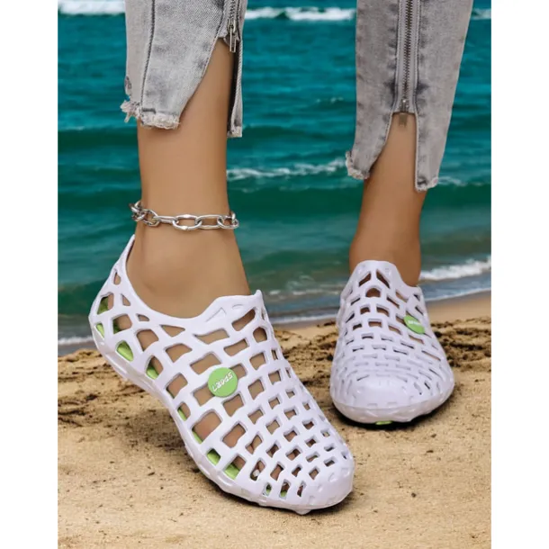 Women's Breathable Hollow Out Beach Shoes - Lightweight Slip-On Water Shoes for Beach & Outdoor Activities