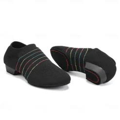 Women's Breathable Knit Jazz Dance Shoes – Lightweight Slip-On Soft Sole Ballroom Sneakers for Latin, Ballet, and Fitness Training