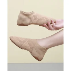 Women's Breathable Knit Low-Cut Practice Dance Shoes with Non-Slip Suede Sole, Lightweight Jazz and Ballet Training Footwear