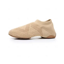Women's Breathable Knit Low-Cut Practice Dance Shoes with Non-Slip Suede Sole, Lightweight Jazz and Ballet Training Footwear