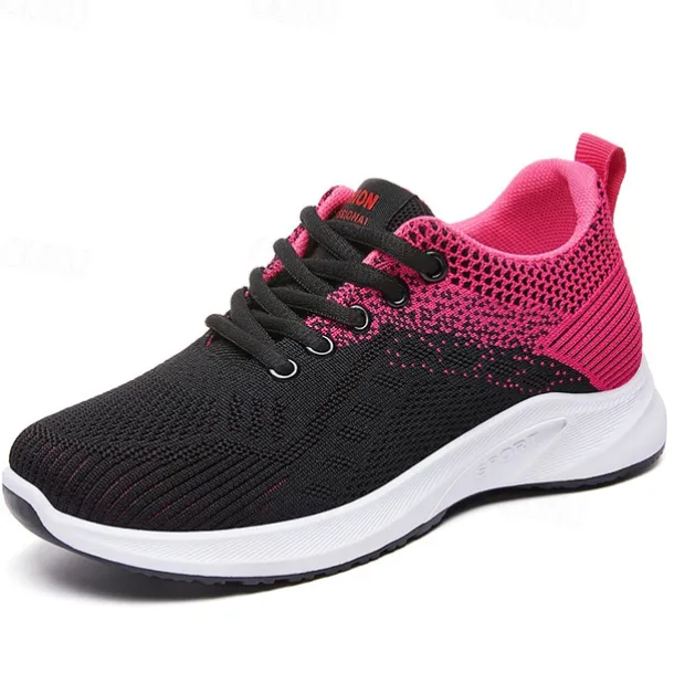 Women's Breathable Knit Running Shoes – Lightweight Lace-Up Sneakers for Walking, Gym & Casual Sports