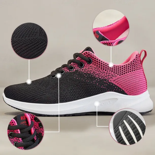 Women's Breathable Knit Running Shoes – Lightweight Lace-Up Sneakers for Walking, Gym & Casual Sports