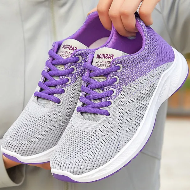 Women's Breathable Knit Running Shoes – Lightweight Lace-Up Sneakers for Walking, Gym & Casual Sports