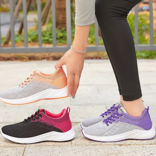 Women's Breathable Knit Running Shoes – Lightweight Lace-Up Sneakers for Walking, Gym & Casual Sports