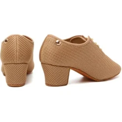 Women's Breathable Mesh Jazz Dance Shoes with Lace-Up Design and Comfortable Heeled Sole for Ballroom and Practice Sessions