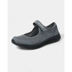 Women's Breathable Mesh Walking Shoes with Magic Tape Strap – Lightweight Athletic Flats, Great for Outdoor Fitness, Travel Hikes, Casual Errands & Active Lifestyles