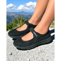 Women's Breathable Mesh Walking Shoes with Magic Tape Strap – Lightweight Athletic Flats, Great for Outdoor Fitness, Travel Hikes, Casual Errands & Active Lifestyles
